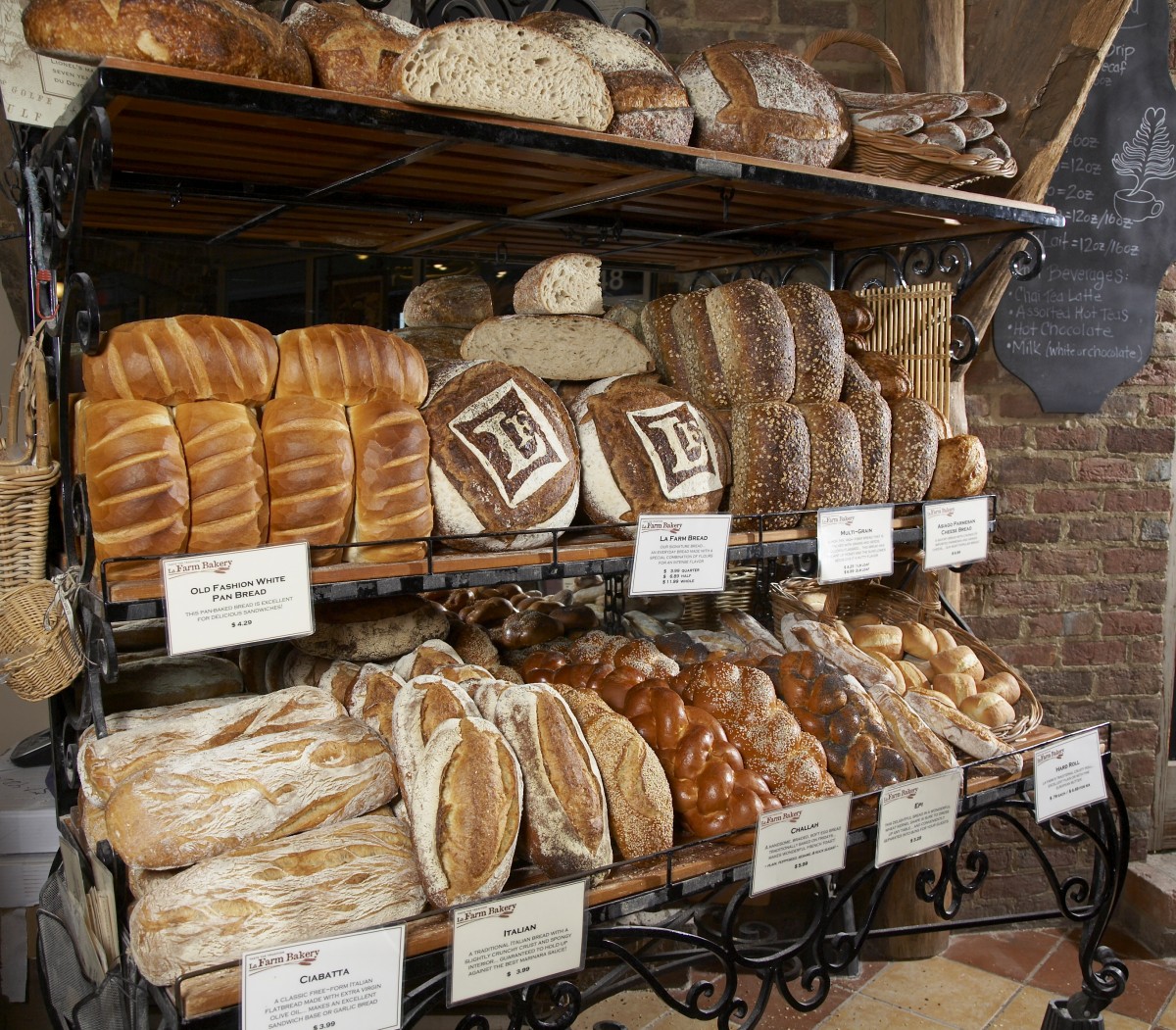 selection of bread available at La Farm Bakery in Cary, NC